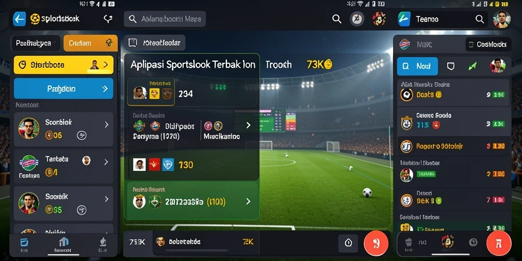 Screenshot menampilkan pengalaman menarik dalam aplikasi Sportsbook.