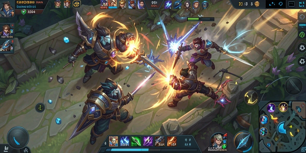 Tangkapan layar gameplay 8364 yang menampilkan aksi seru di medan tempur MOBA.