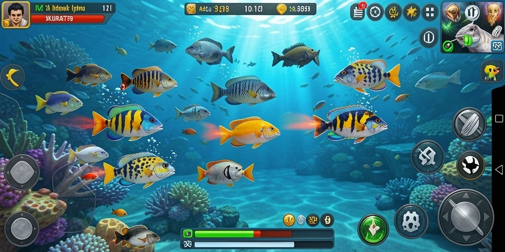 Tampilan gameplay AKURAT79 dengan aksi menembak ikan yang seru.