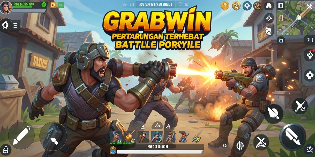 Tampilan seru gameplay Battle Royale dalam GRABWIN.