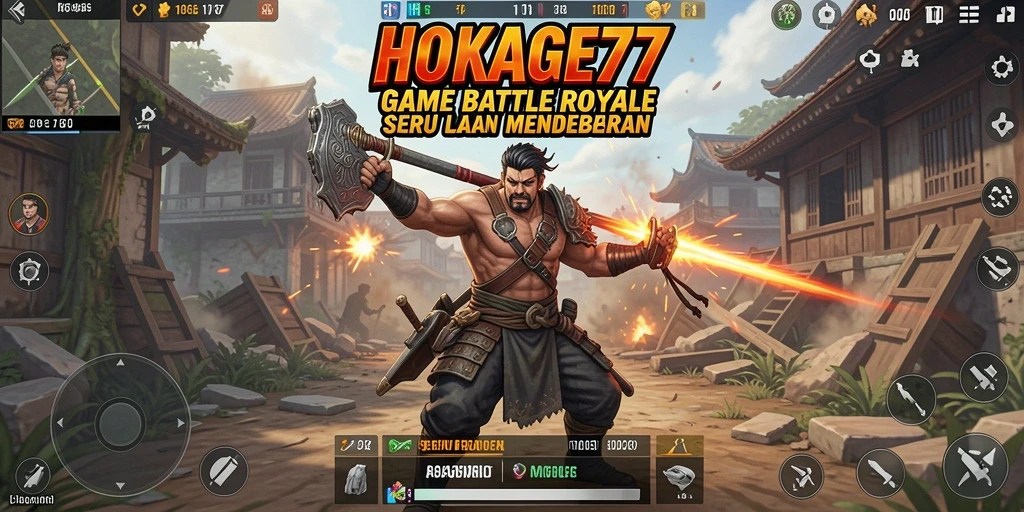 Tampilan gameplay HOKAGE77 yang mendebarkan dan penuh aksi battle royale.