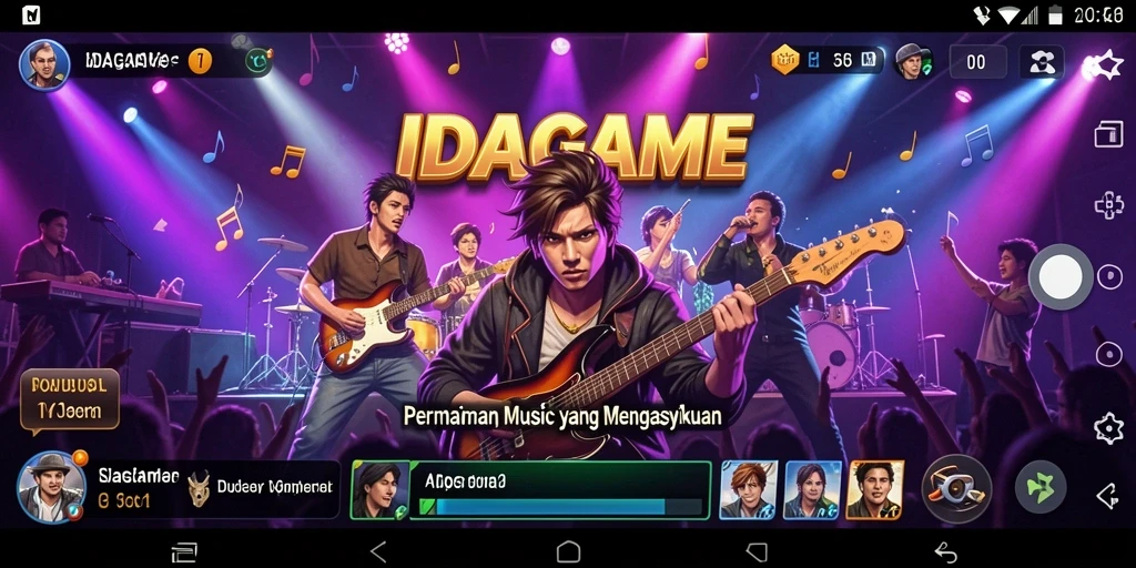 Tampilan gameplay yang seru dalam IDAGAME dengan berbagai pilihan lagu.