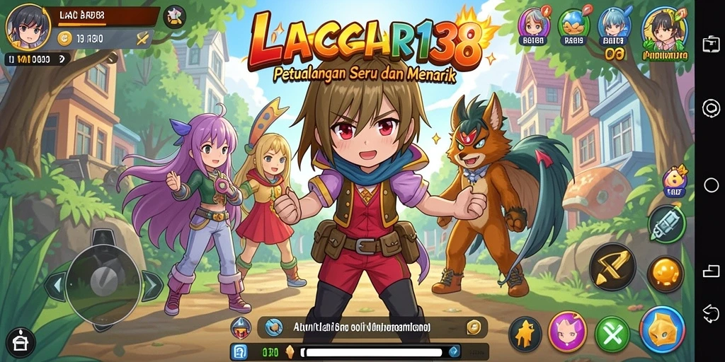Tampilan gameplay LANCAR138 dengan karakter anime yang penuh warna.