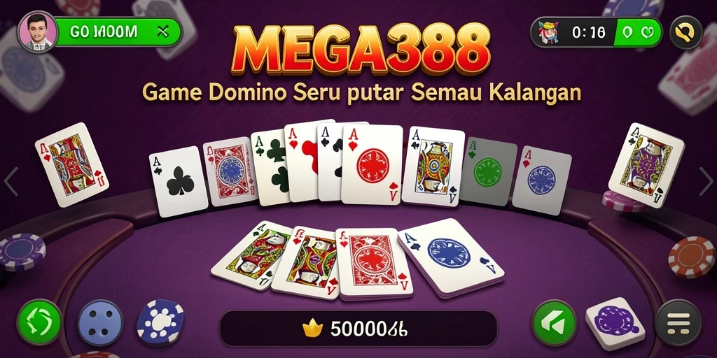 Tampilan gameplay seru di MEGA388 dengan kartu Domino.
