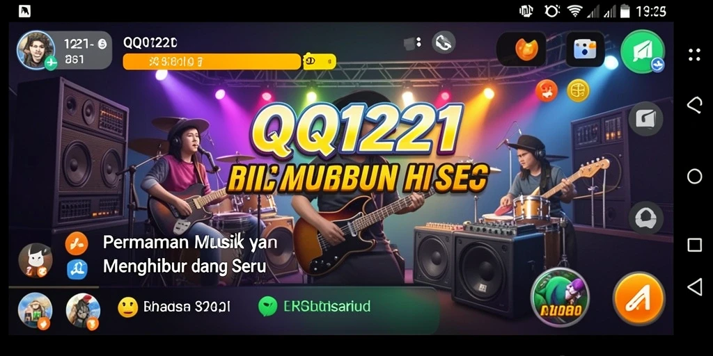 Screenshot gameplay QQ1221 yang menampilkan interaksi musik.